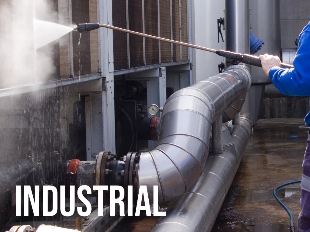 Power washing industrial equipment